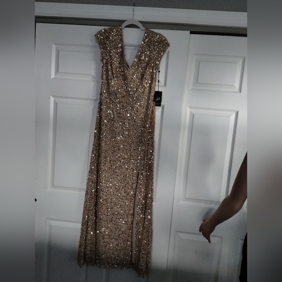 Adrianna Papell Crunchy Breaded Gown 2 - Picture 8 of 8